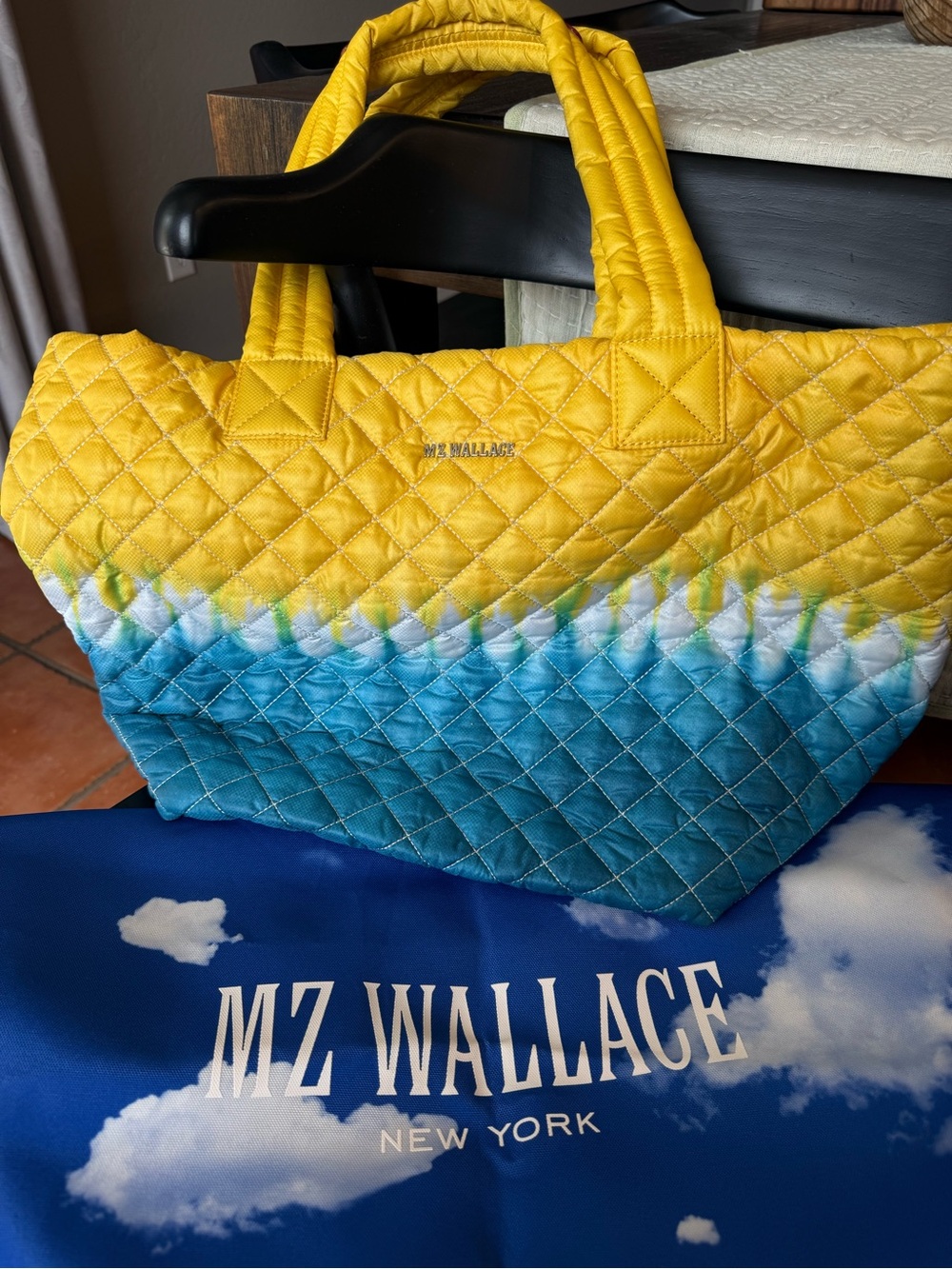 MZ Wallace Yellow, Teal & White Quilted Tote